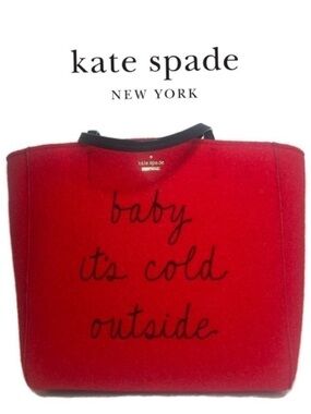 Kate Spade Baby It’s Its Cold Outside Red Wool Tote ⛄️❄️ Rare Bag